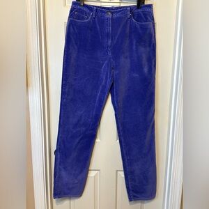 Chadwicks Women's Vibrant Velvet Periwinkle Blue Stretch Straight Leg Pants.